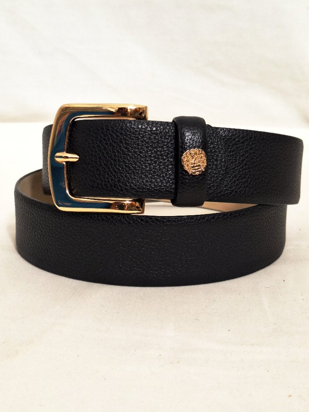 Vince Camuto Pebbled Black Belt M/M Gold Buckle